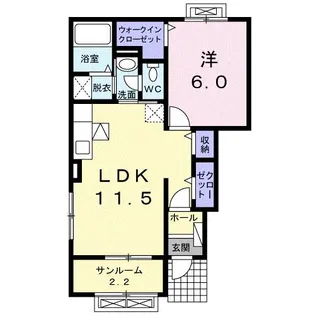 シャイネスナナII【1階】の間取り