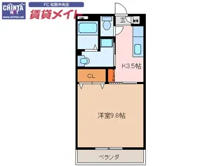 リバーサイドII【3階】の間取り