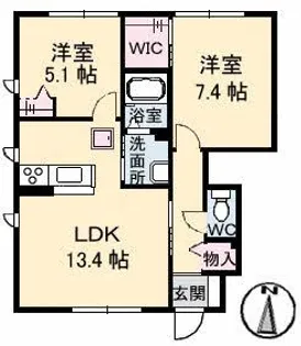 シャーメゾンONO A【1階】の間取り
