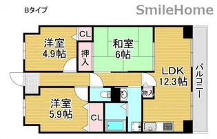 南海ハイライズフラット天下茶屋【6階】の間取り