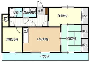 グリーンドエル鶴江【1階】の間取り