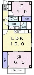 2LDKの間取り画像