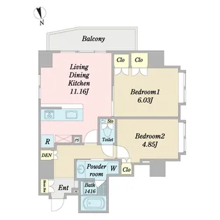 2LDKの間取り画像