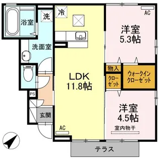 プラムQ I棟【1階】の間取り