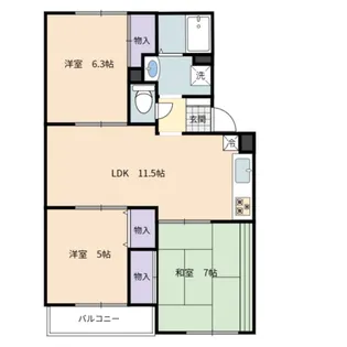 ロイヤルヴァンベール五十嵐【2階】の間取り
