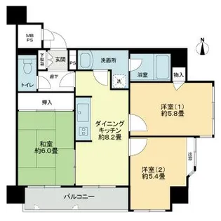 ライオンズマンション長町四丁目【6階】の間取り