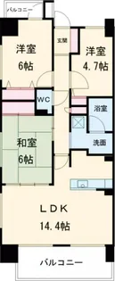 元今泉レジデンス【6階】の間取り