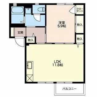 1LDKの間取り画像