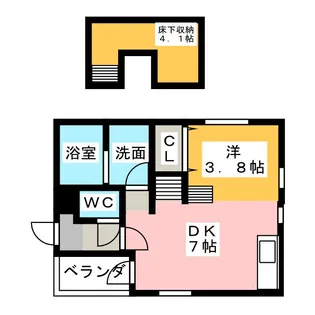 ハーモニーテラス六番【1階】の間取り
