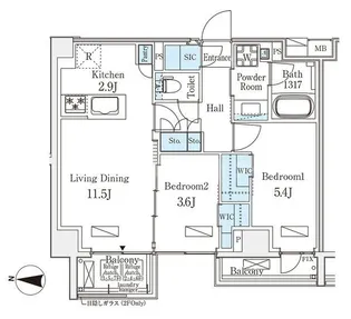 アクアレジデンス錦糸町【2階】の間取り