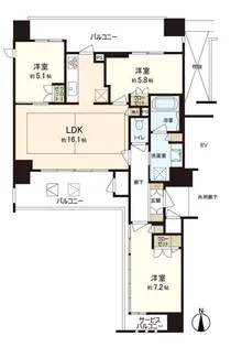 プレミスト上幟町【13階】の間取り