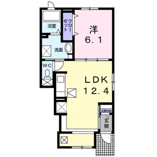 ヴィラ ハナブサ3番館【1階】の間取り