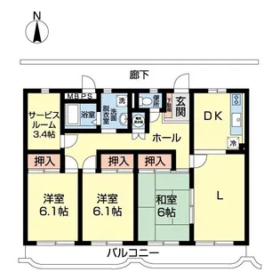 ルックハイツ取手第2【5階】の間取り