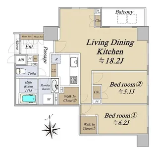グラーサ銀座イースト【8階】の間取り