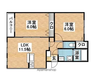プレステージ南里【1階】の間取り