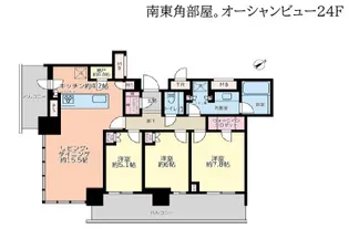 Brillia Tower 浜離宮【24階】の間取り