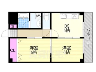 扇町亀甲マンション【2階】の間取り