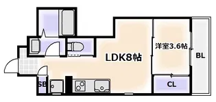クローバー・レジデンス桑津【4階】の間取り