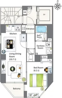 LASPACIO蔵前レジデンス【5階】の間取り