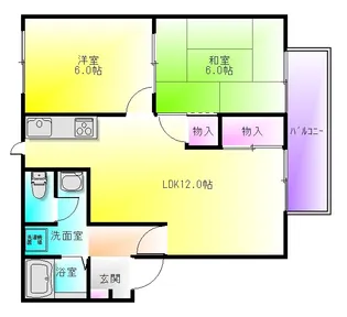 サニーコート高安A棟【2階】の間取り