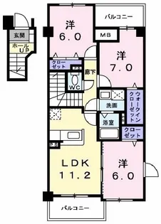ビサイド・スリー【2階】の間取り