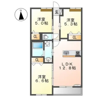 アデランテみくまり【2階】の間取り