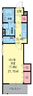 クリエオーレ東本町II【1階】の間取り