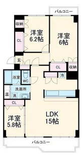 市川グリーンハイツB棟【8階】の間取り