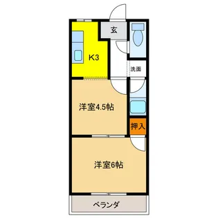 岐阜県羽島郡岐南町徳田1【アパート】の間取り