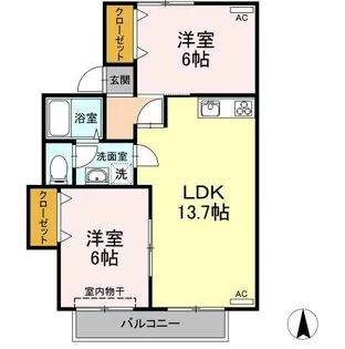 徳島県徳島市南沖洲3【アパート】の間取り