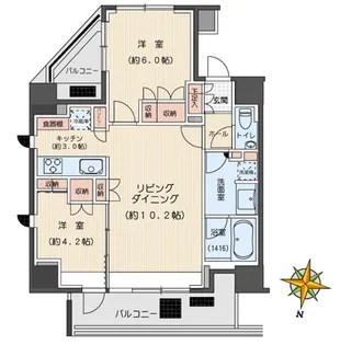 クレヴィア春日本郷ステーションフロント【9階】の間取り