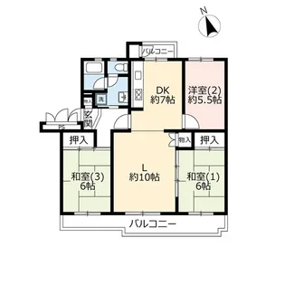 UR三郷早稲田パークハイツ【3階】の間取り