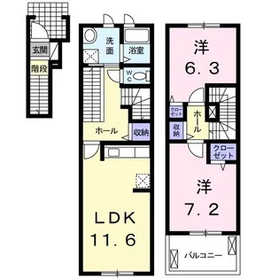 ヌーヴォーノン【2階】の間取り