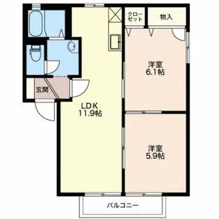 リバーサイド駒 B【2階】の間取り