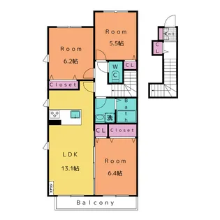 エステート篭田【1階】の間取り