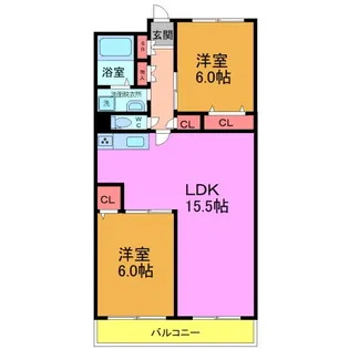 市川パークハウスB棟【2階】の間取り