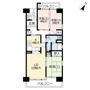 UR港北ニュータウンサントゥール中川【7階】の間取り