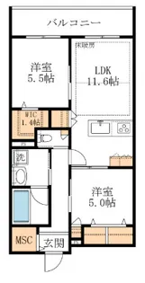 LA MAISON 千年【3階】の間取り