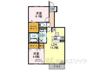 セジュール ウワト【1階】の間取り