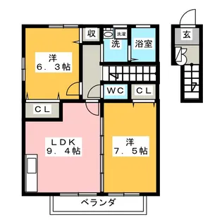 グリーンハット B【2階】の間取り
