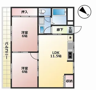 高知県高知市北秦泉寺【マンション】の間取り