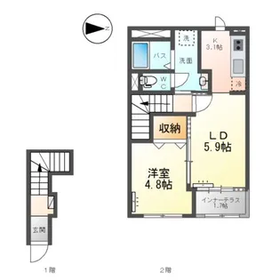 福島県福島市永井川字壇ノ腰【アパート】の間取り