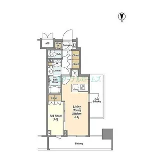 LIBR GRANT 神楽坂【11階】の間取り