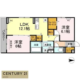 ブランネージュ中川A棟【1階】の間取り