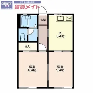 ファインフラッツII【1階】の間取り