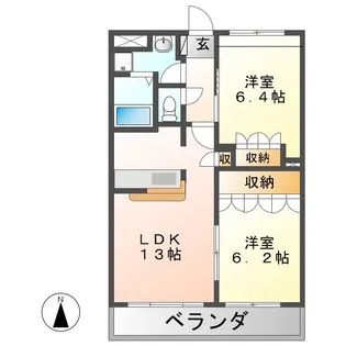 シティハイツエバンスI【2階】の間取り