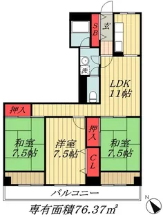 千葉県市川市日之出【マンション】の間取り