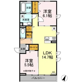メルディア・エルユ【2階】の間取り