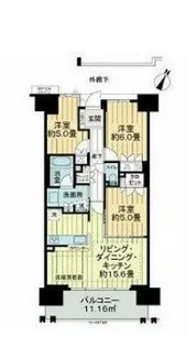 ライオンズ北浦和ステーションレジデンス【15階】の間取り