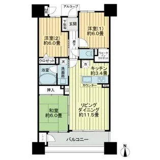 サーパス鶴見坦【4階】の間取り